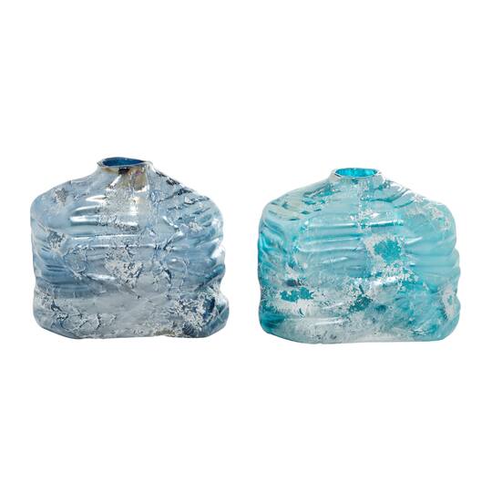 Blue Contemporary Glass Vase Set